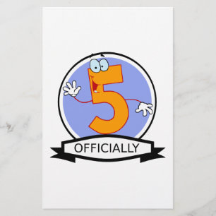 Officially 5 Birthday Banner Stationery
