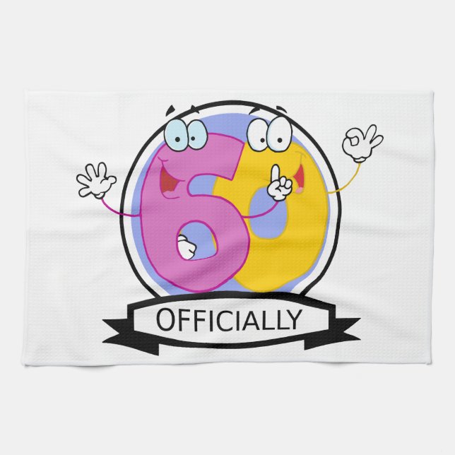 Officially 60 Birthday Banner Tea Towel (Horizontal)