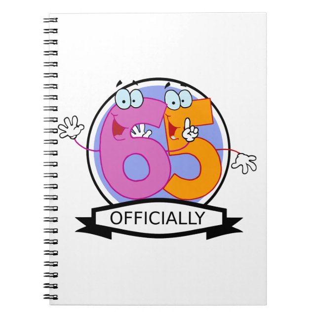 Officially 65 Birthday Banner Notebook (Front)
