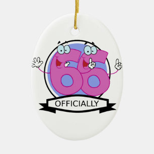Officially 66 Birthday Banner Ceramic Tree Decoration
