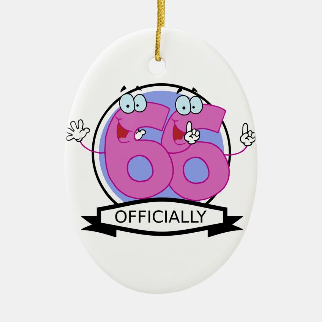 Officially 66 Birthday Banner Ceramic Tree Decoration (Front)