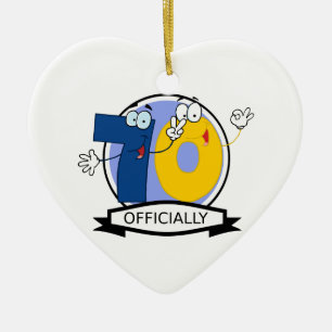 Officially 70 Birthday Banner Ceramic Tree Decoration