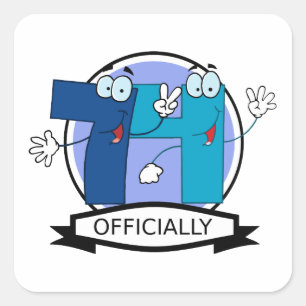 Officially 74 Birthday Logo Square Sticker