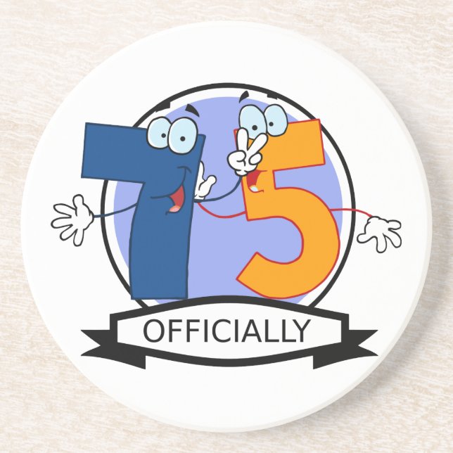 Officially 75 Birthday Banner Coaster (Front)