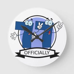 Officially 77 Birthday Banner Round Clock