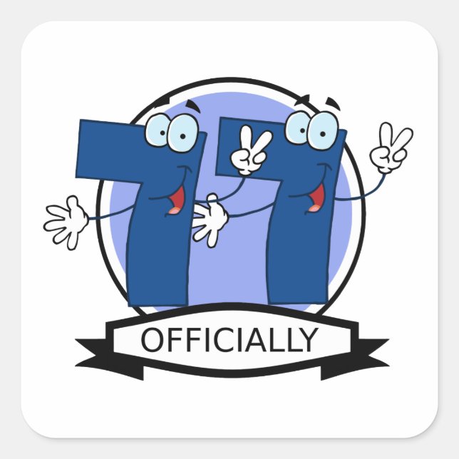 Officially 77 Birthday Banner Square Sticker (Front)