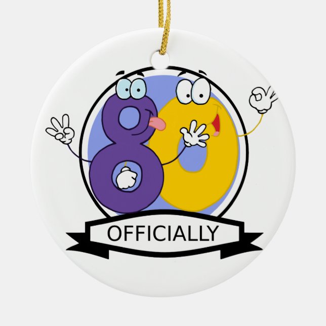 Officially 80 Birthday Banner Ceramic Tree Decoration (Front)