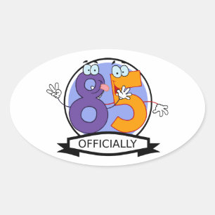 Officially 85 Birthday Banner Oval Sticker
