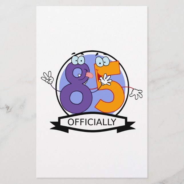Officially 85 Birthday Banner Stationery (Front)