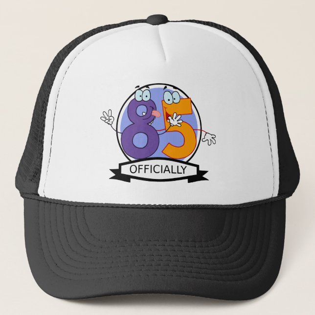Officially 85 Birthday Banner Trucker Hat (Front)