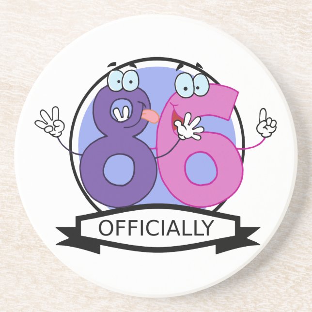 Officially 86 Birthday Banner Coaster (Front)