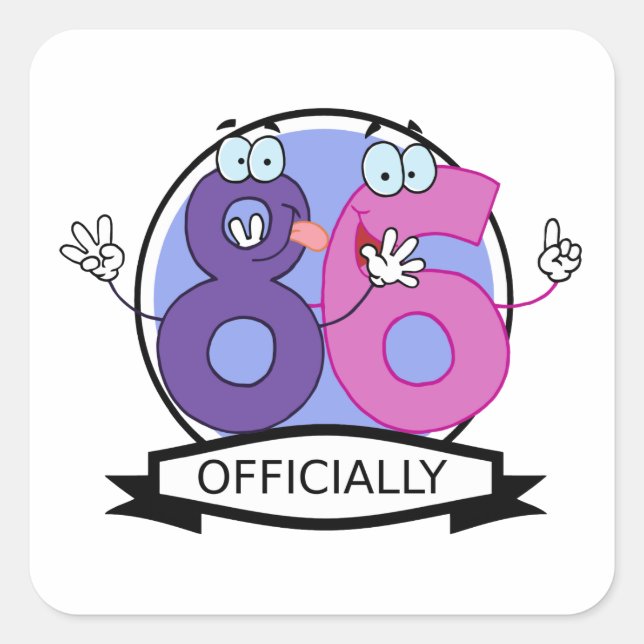 Officially 86 Birthday Logo Square Sticker (Front)