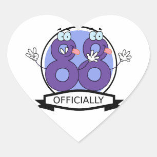 Officially 88 Birthday Banner Heart Sticker