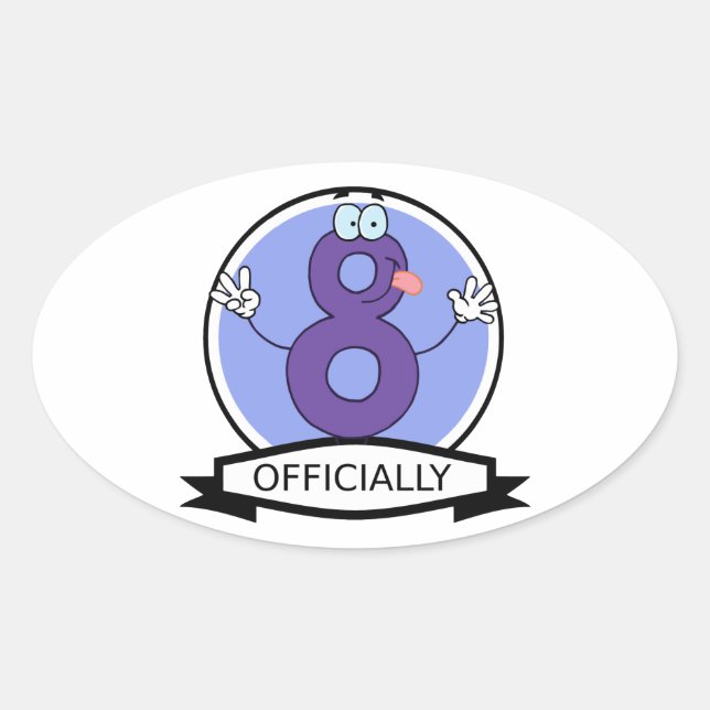 Officially 8 Birthday Banner Oval Sticker (Front)