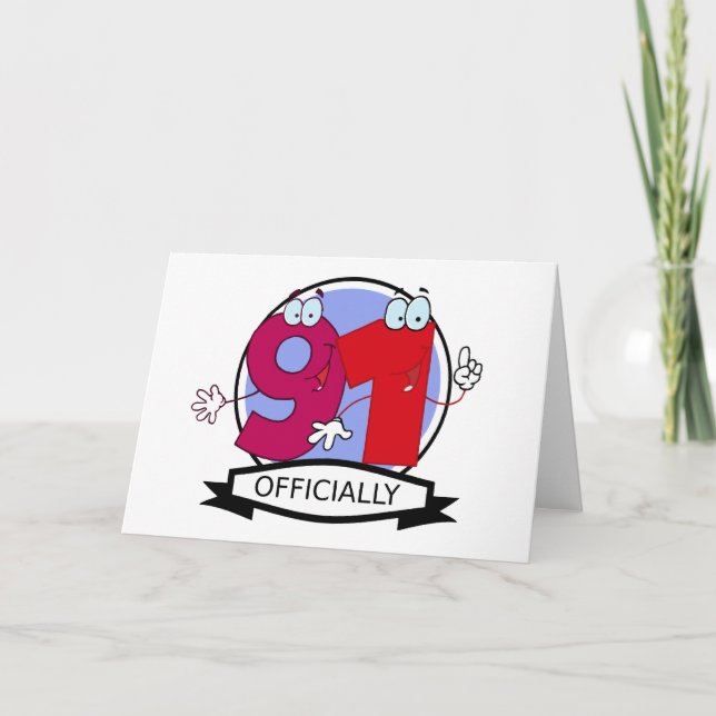 Officially 91 Birthday Banner Card (Front)