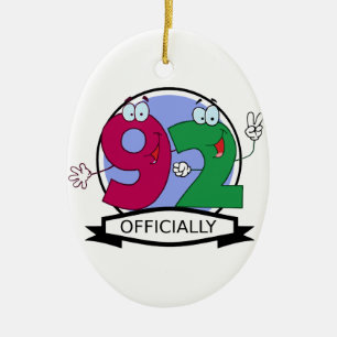 Officially 92 Birthday Banner Ceramic Tree Decoration