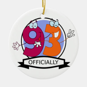 Officially 93 Birthday Banner Ceramic Tree Decoration