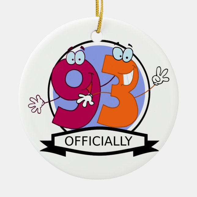 Officially 93 Birthday Banner Ceramic Tree Decoration (Front)