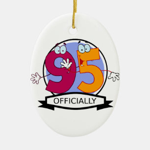 Officially 95 Birthday Banner Ceramic Tree Decoration