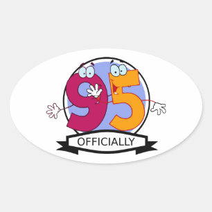 Officially 95 Birthday Banner Oval Sticker