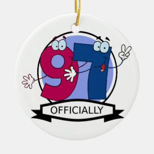 Officially 97 Birthday Banner Ceramic Tree Decoration
