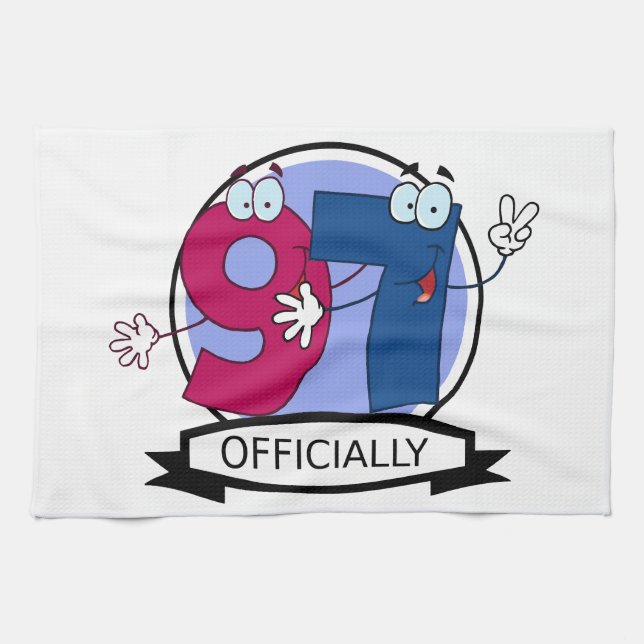 Officially 97 Birthday Banner Tea Towel (Horizontal)