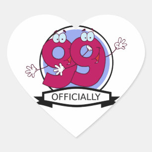 Officially 99 Birthday Banner Heart Sticker