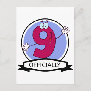 Officially 9 Birthday Banner Postcard