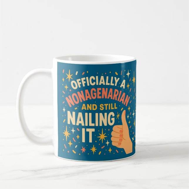 Officially a Nonagenarian Funny 90th Coffee Mug (Left)