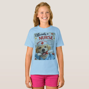Officially A Nurse Cute Dog Graduation Design T-Shirt