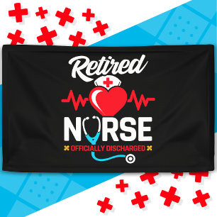 Officially Discharged Retired Nurse Retirement Banner