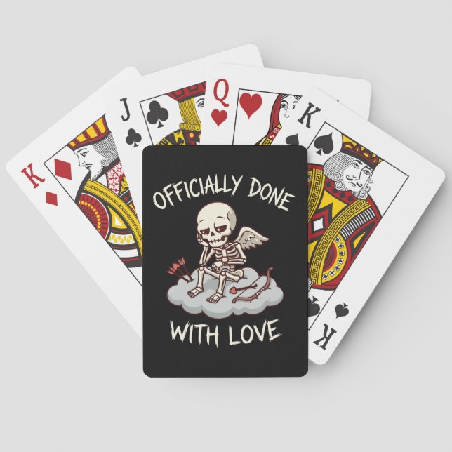 Officially Done With Love Skeleton Cupid Design Playing Cards (Back)