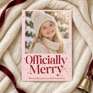 Officially Merry Pink Postmark Christmas Photo Holiday Card