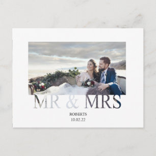officially mr & mrs wedding announcement postcard