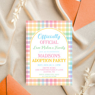 Officially Official Pastel Plaid Adoption Party Invitation
