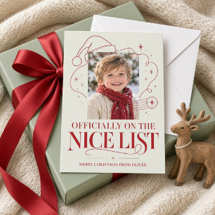 Officially on the Nice List Sage Christmas Photo Holiday Card