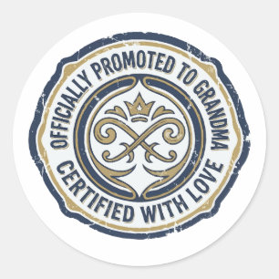 Officially Promoted to Grandma Announcement Classic Round Sticker