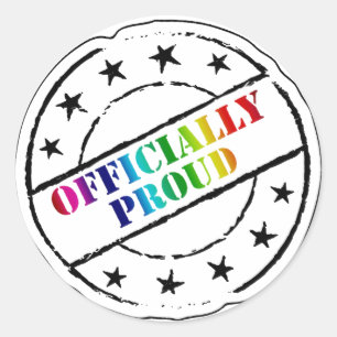 "Officially Proud" gay pride Classic Round Sticker