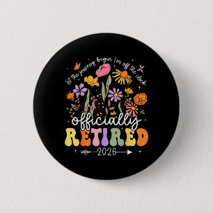 Officially Retired 2026 Floral Retirement Women 6 Cm Round Badge