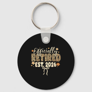 Officially retired 2026 retirement leopard bow key ring