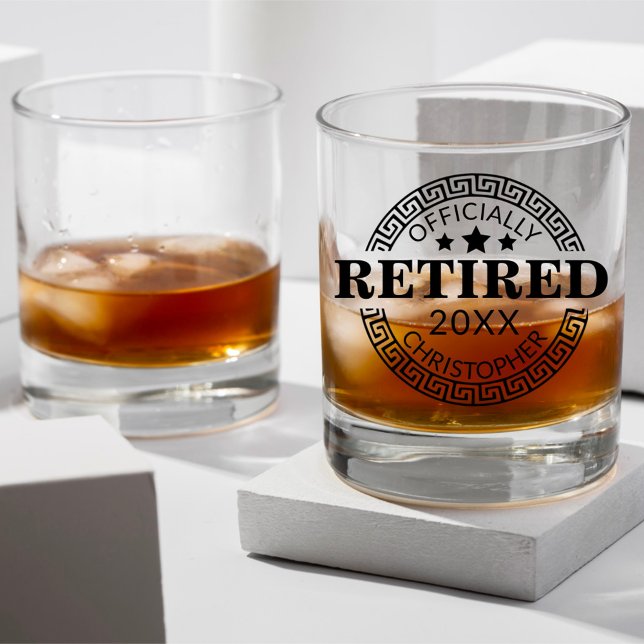 Officially Retired Custom Name & Date Greek Key Whiskey Glass (Creator Uploaded)