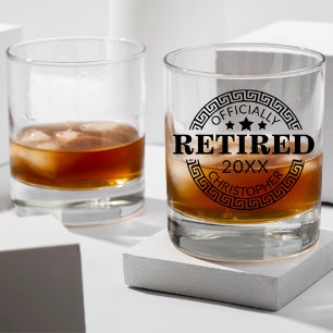 Officially Retired Custom Name & Date Greek Key Whiskey Glass