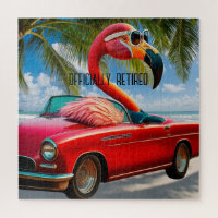 Officially Retired Flamingo & Convertible on Beach