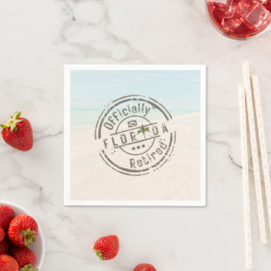 Officially Retired in Florida Tropical Beach Ocean Napkin