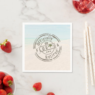 Officially Retired in Florida Tropical Beach Ocean Napkin