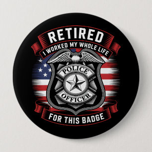 Officially retired police officer 2026 10 cm round badge