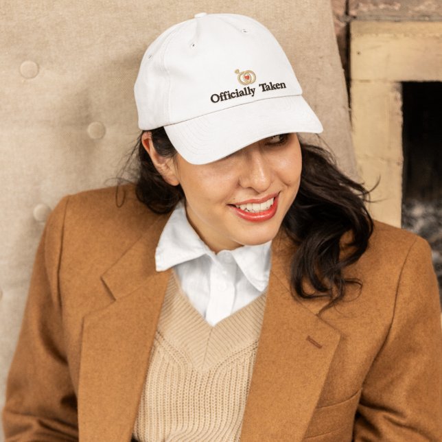 Officially Taken & Wedding Rings, Bride,Modern  Embroidered Hat (Creator Uploaded)