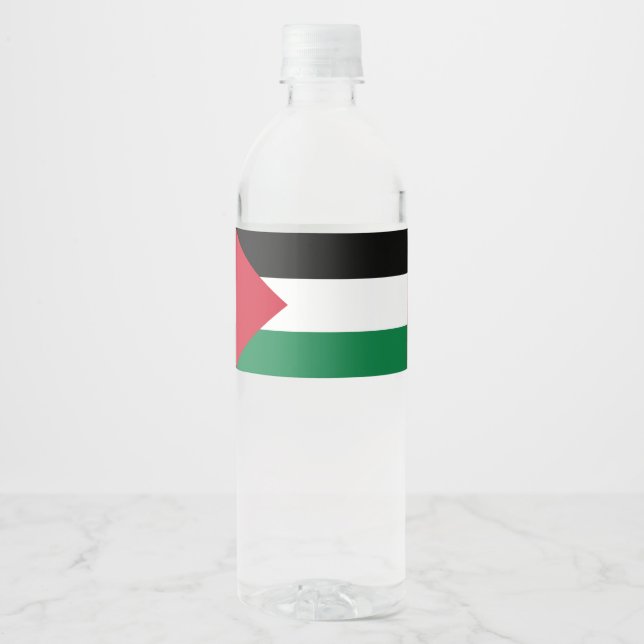 officially the State of Palestine country flag Water Bottle Label (Front)