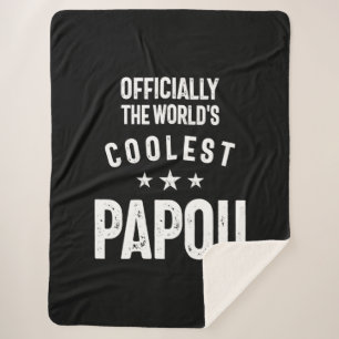 Officially The World's Coolest Papou Father Gift Sherpa Blanket