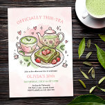 Officially Thir-tea Matcha Birthday Brunch Tea Invitation<br><div class="desc">Celebrate a milestone in style with this "Officially Thir-tea" matcha themed birthday invitation. This charming design is illustrated in the style of hand painted watercolor drawings of a floral teapot, a creamy matcha latte, and delicious matcha toast topped with strawberries. Perfect for a 30th, 40th, 50th, 60th birthday afternoon tea...</div>